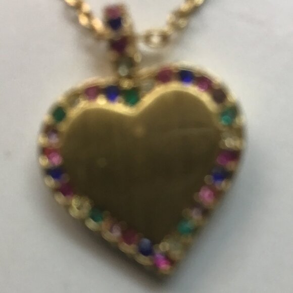 Kate Spade New 1/2" Gold Heart with Rhinestone Trim Necklace - Picture 2 of 3